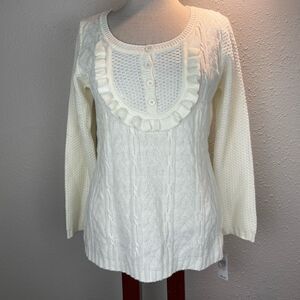 NWT AGB Womens White Knit Sweater Size L